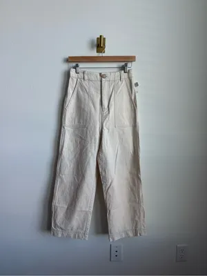 Free People Sunday Skies Wide Leg Sailor Pants NWT Size 2 Natural Cotton thumbnail 5
