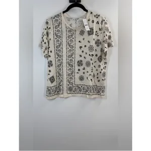 J.Crew New relaxed linen T-shirt in bandana print thumbnail 4