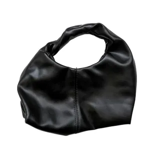 Commense Faux Black Leather Leather Handbag with Twisted Top Handle Mini Bag thumbnail 6