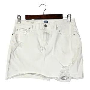 Gap Denim White Distressed Denim Mini‎ Skirt 27 thumbnail 2