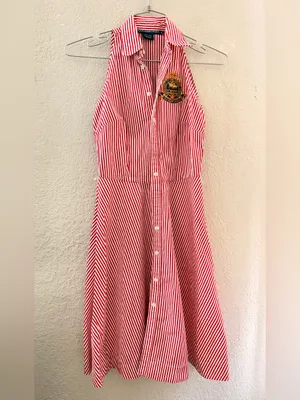 Ralph Lauren Sport red and white striped halter-style sleeveless shirt dress 2 thumbnail 3