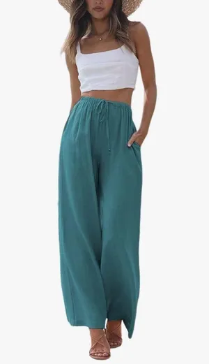 Blue linen pants  thumbnail 1