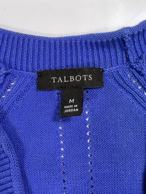 Talbots Cotton Blend Blue V-Neck Button Front Cardigan Size Medium thumbnail 5