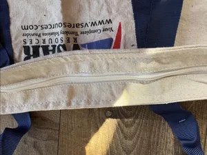 Canvas Tote Bag in Natural and Navy Blue thumbnail 2