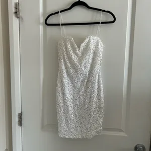Nookie Confetti Sequin Mini White Bodycon Dress thumbnail 7