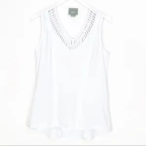 ✨Anthropologie Maeve La Vista White Cutout V-Neck Structured Tank✨ thumbnail 8
