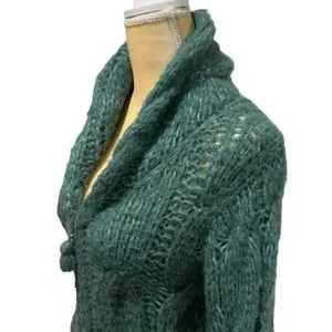 Anthropologie Sleeping‎ on Snow Green Knit Wool Blend Zipup Jacket Cabin Cozy S thumbnail 9