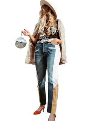 LEVIS Colorblock High-Rise MOTO SHOW TEETH ZIPPER CUFF Jeans 27 thumbnail 4