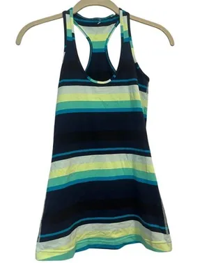 Lululemon tank 2 stripes teal navy‎ green athletic top racer back thumbnail 1