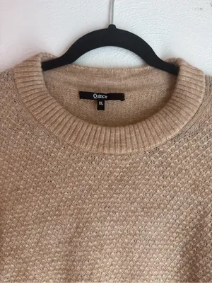 Quince Tan/Light Brown Crewneck Wool Sweater thumbnail 4