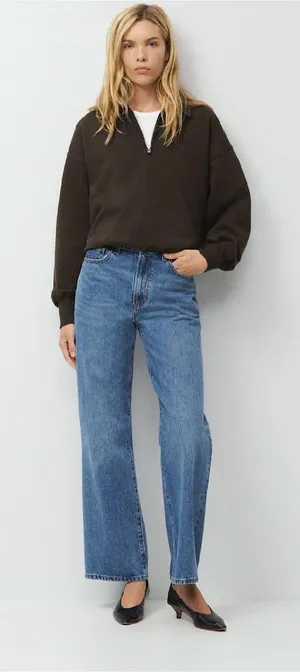 NWT Denim Forum The Farrah Hi-Rise Wide Jean size 32 short thumbnail 1