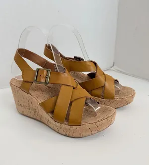 Korks Nova Sandals Wedge Lightweight Travel Comfort Boho Mustard Yellow Camel thumbnail 1