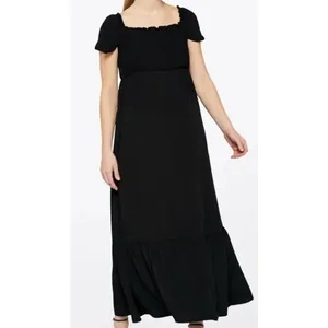 Kaileigh Womens Maternity A-Line Maxi Dress XS Black Cottage Boho Milkmaid thumbnail 10