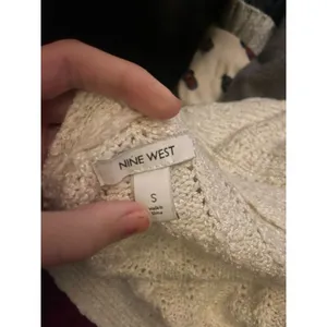 Nine West cream v-neck ribbed knit long sleeve button front cardigan sweater S thumbnail 2