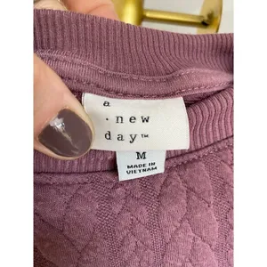 A New Day Quilted Cable Knit Sweatshirt Quiet Luxury Parisian Cozy Pullover Y2K thumbnail 6