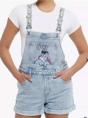 Her Universe Disney Winnie the Pooh Eeyore Denim Shortalls Overalls Small S thumbnail 4