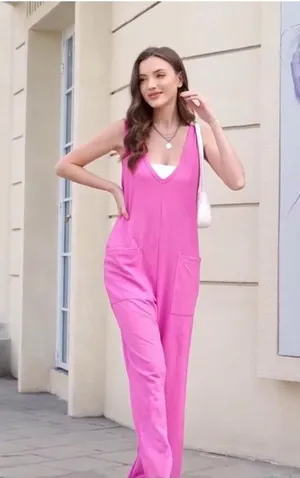 Women's Overalls Sleeveless Boho Loose Wide Leg Jumpsuits thumbnail 1