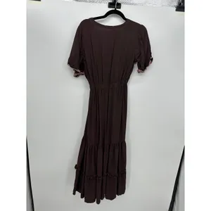 R.Vivimos‎ Brown Boho Midi Dress Womens Medium Cottagecore Prairie Peasant thumbnail 2