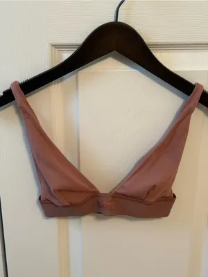 Skims Cotton Rib Plunge Bralette in Rose Clay thumbnail 2