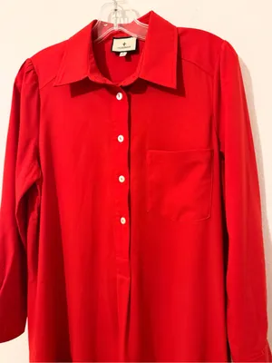 Pomander Place Callahan Shirt Dress Red Crepe TUCKERNUCK Size Small S * thumbnail 3