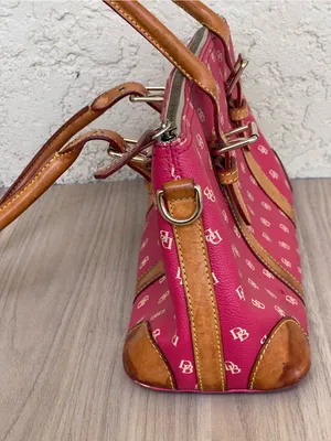 Dooney & Bourke Pink Signature Shoulder Bag with Brown Trim thumbnail 6