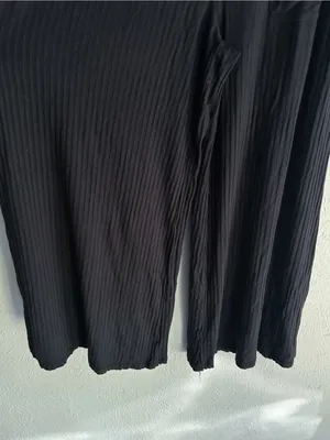 FP Movement Blissed Out Wide Leg Pants Black Ribbed High Rise Small thumbnail 5