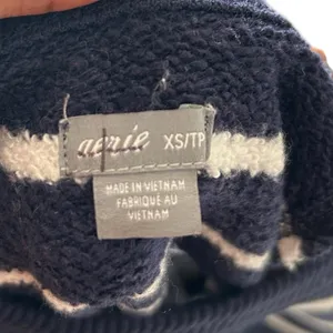 Aerie Womens Halter Neck French Terry Tank Top XS Blue/White Stripe Pullover thumbnail 4