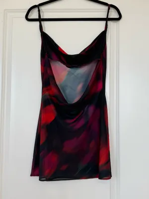 White Fox Boutique Cowl Neck Mini Dress Multicolor Red Purple Black XXS thumbnail 2