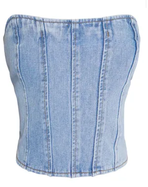 Pretty Little Thing Bandeau Denim Corset Top thumbnail 3