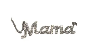 Vintage Sterling Silver Mama Script Pendant Necklace CZ Stones Estate Adj 18" thumbnail 2