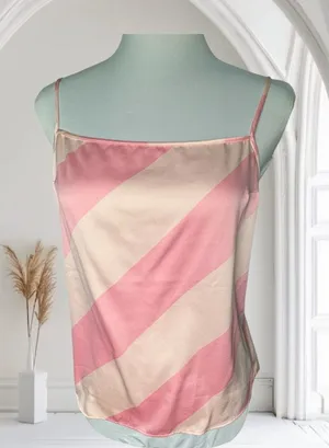 Victoria’s Secret Sz M Pink Stripe Camisole Satin Cropped thumbnail 1