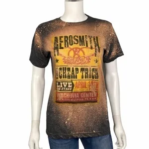 Aerosmith Cheap Trick Gray Bleached Band Tee Rock Grunge Indie Sleaze T-Shirt S thumbnail 2