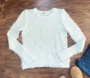 Free People • September Song pullover sweater Polar Bear fuzzy mint green aqua thumbnail 2