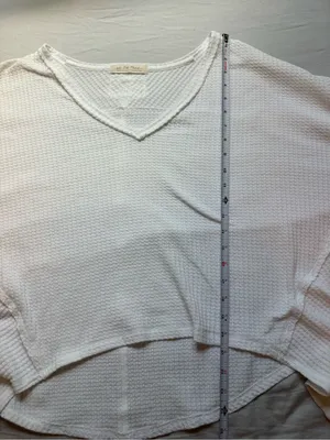 Free People We The Free White Waffle Knit Oversized Thermal Top S thumbnail 6