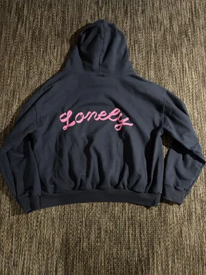Lonely Ghost Hoodie Pullover Sweatshirt Navy Pink Bow Logo Size XL thumbnail 2
