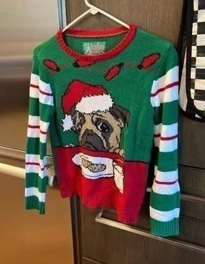 Ugly‎ Christmas Sweater Unisex Size adult small Pug Design thumbnail 1