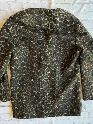 The Hinge Double-Breasted Leopard Car Coat Pea Animal Print Womens Small Classic thumbnail 14