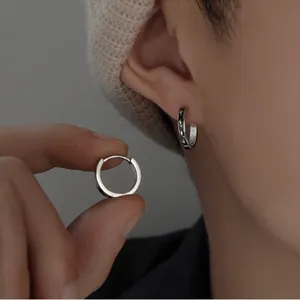 925 Silver Plated Small Silver Hoop Earrings for Men Women,Punk Hip Hop Earrings thumbnail 3