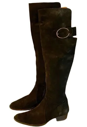 Accessoire diffusion suede point toe over knee boots size 7 Black thumbnail 1