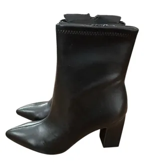 A New Day Ankle Boots Donna Women's Size 10 Black 3½" Heel Side Zip Faux Leather thumbnail 4