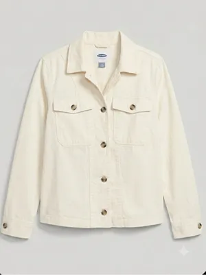 Old Navy Twill Swing Utility Jacket in Cream thumbnail 1
