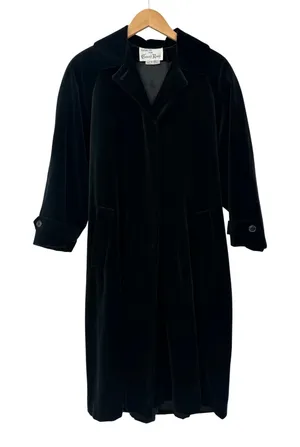 Vintage Panache Count Romi Women 6 Black Velvet Long Coat Opera Evening Glam USA thumbnail 1