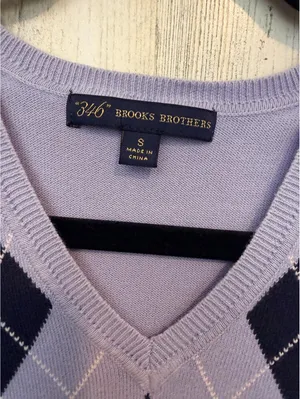 Brooks Brothers 346 Womens Small Purple Argyle V-Neck Vest thumbnail 6