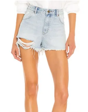 Rolla’s Duster High-Rise Light Blue Denim Distressed Shorts SZ:27 thumbnail 1