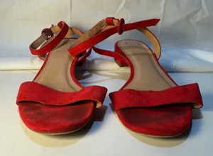 Womens A New Day Red Sandals Size 6 Low Block Ankle Strap Everyday Event Summer thumbnail 1