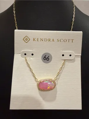 Kendra Scott | Gold Plated & Pink Iridescent Opal Elisa Necklace | #66 thumbnail 1