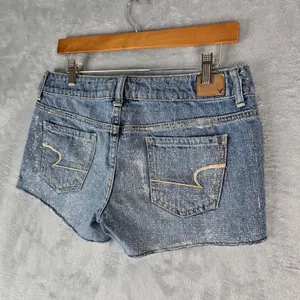 American Eagle Shorts Womens 6 Blue Sparkly Bedazzled Booty‎ Short Hot Pants thumbnail 4
