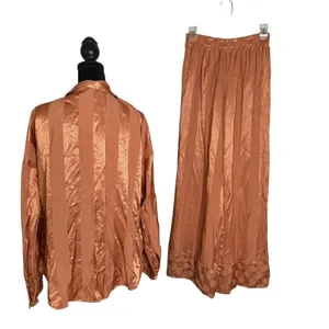 Victoria's Secret Satin Pajama Wide Leg Pants Set Size XS M Striped Loungewear thumbnail 6