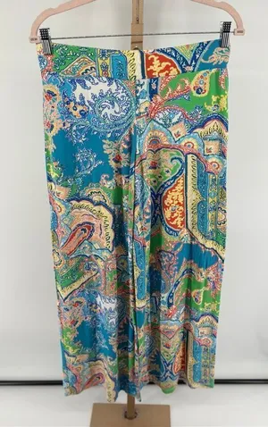 Lauren Ralph Lauren Paisley Wide Leg Pull On Pants Viscose Boho Small thumbnail 1