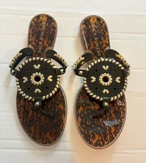 Jack Rogers Georgica Jelly Sandals in Brown Tortoiseshell Size 9 thumbnail 1